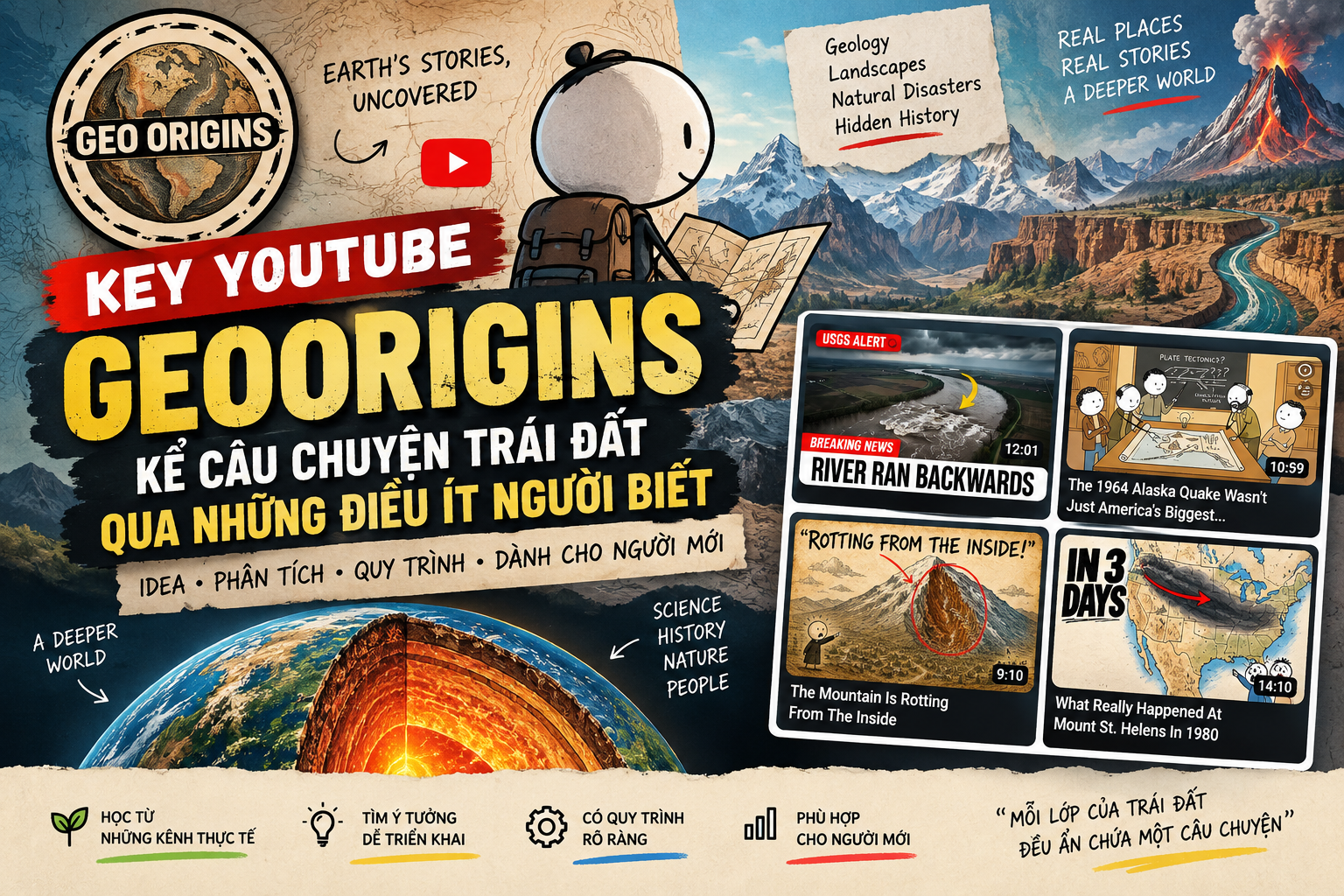 KEY YouTube Địa Chất & Thảm Họa Tự Nhiên Công Thức GeoOrigins Các Bác Có Thể Tham Khảo